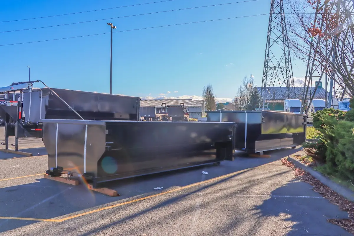 Roll-off dumpster ready for waste disposal at job site for Yard Waste Dumpster Rental in Mukwonago